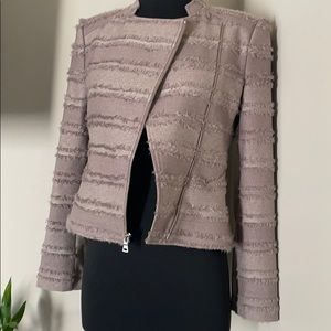 BCBG Max Azria light brown jacquard moto jacket